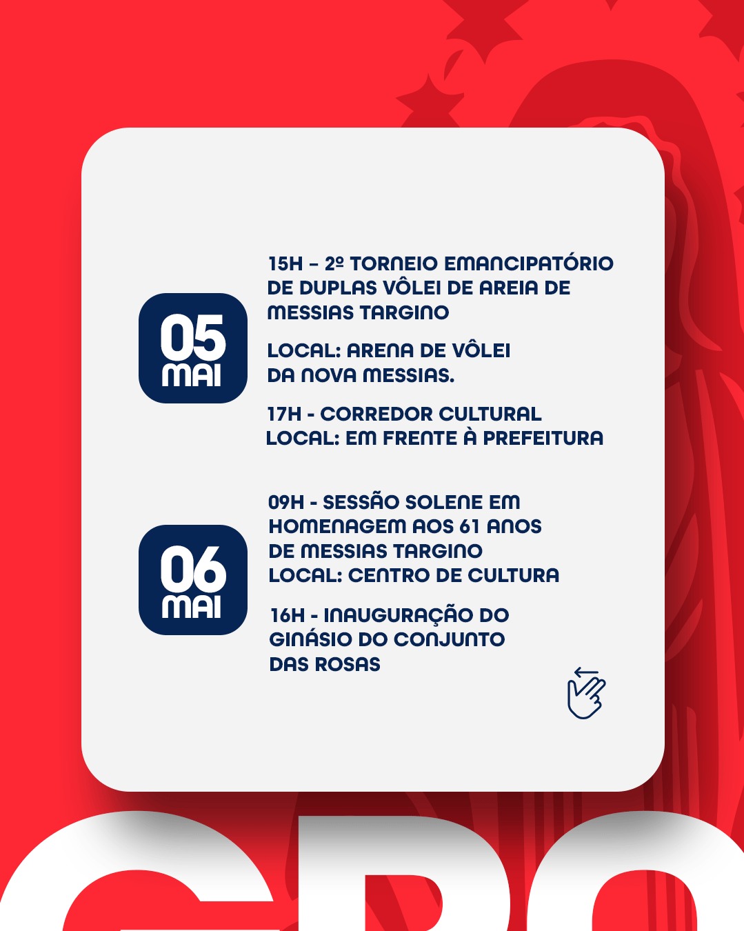 PROGRAMAÇÃO DA FESTA DOS 61 ANOS DE MESSIAS TARGINO